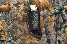 Custom Crafted Sheath for Buck 112 with a Caiman Crocodile Hide Overlay