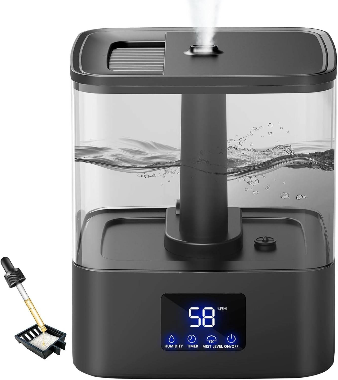 S For Bedroom & 60h Runtime - Cool Mist Humidifier, 3 Mist