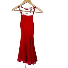 LULUS Red Mini Fit and Flare Dress Lace Back Size XS Lined NWT