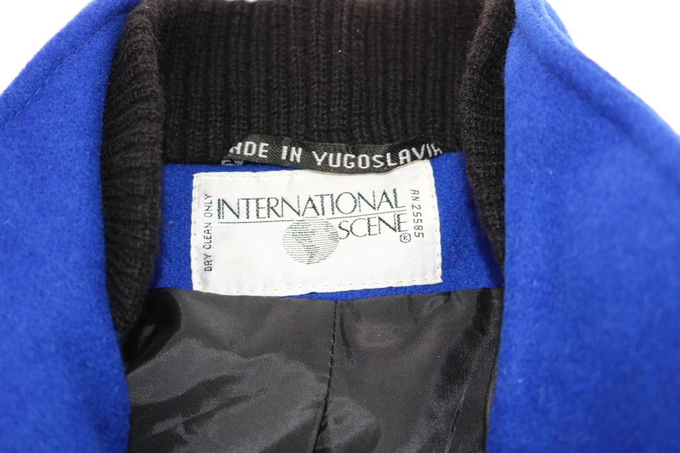 Abrigo Mujer Vintage Años 80 Lana Azul Talla Med Escena Internacional Marca Foto 4 de 4