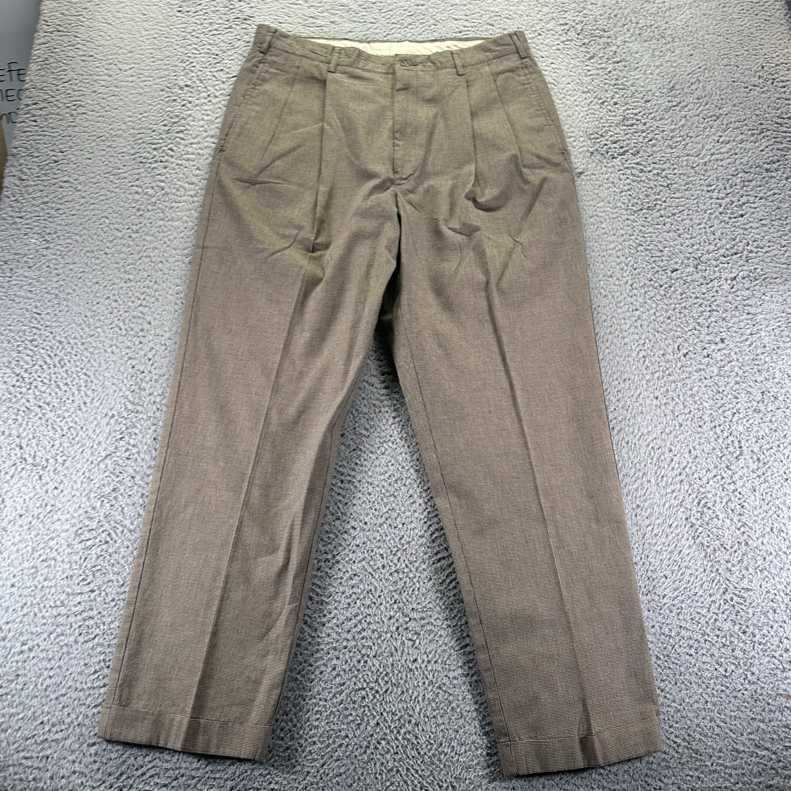 Vintage Tommy Hilfiger Pant Mens 36x30 Brown Houndstooth Dress Straight Classic