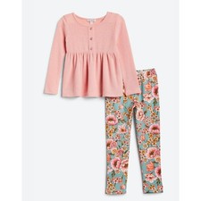 Social Academy Girls Peplum Top Floral Leggings Set Size 8 Boutique Pink Outfit