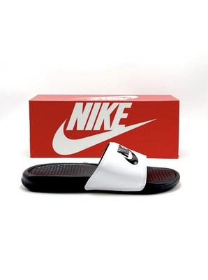 *NEW IN BOX* Men NIKE Benassi JDI SLIDES WHITE / BLACK (343880 100)