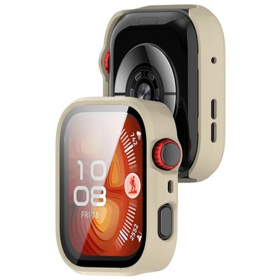 Schutzhülle mit Glas für Huawei Watch Fit 5 Pro Bizon Case Cover Etui Beige