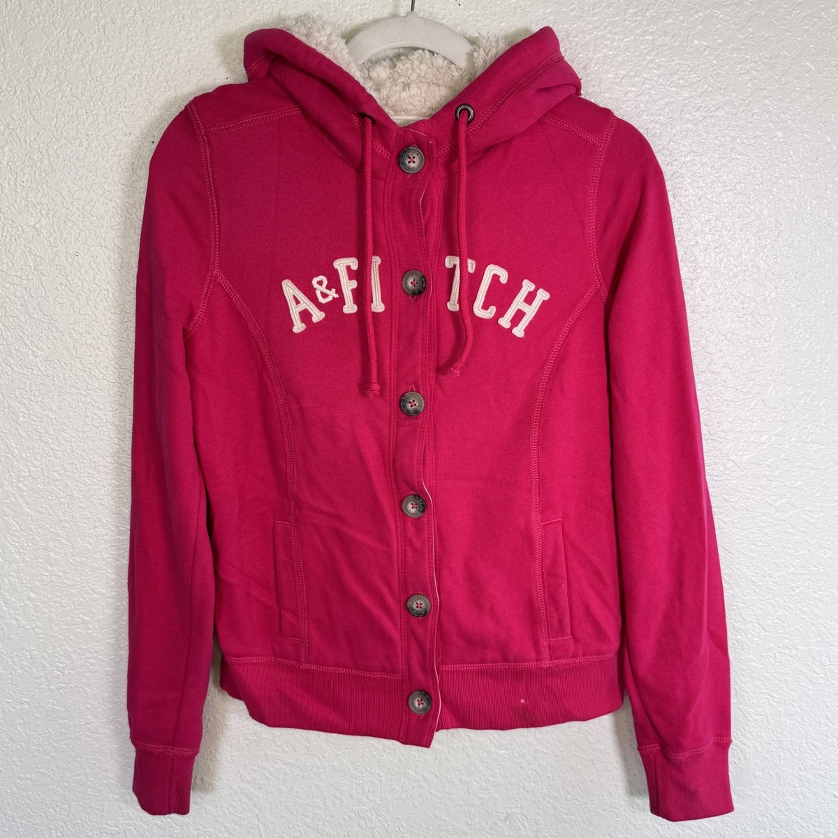 Abercrombie & Fitch Y2K Jacket Womens Large Sherpa Lined Hoodie Abercrombie & Fitch Y2K Jacket Womens Large Sherpa Lined Hoodie