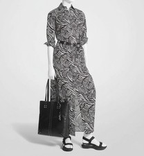 Michael Kors Women's Black Zebra Print Organic Cotton Lawn Shirtdress Size S