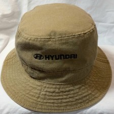 Y2K Medium HYUNDAI Cotton Twill Bucket Hat Sandy Brown Vintage Nissin