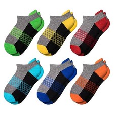 Boys Socks 6 Pairs Ankle Athletic Sock Half 10-12 Years Black 6 Pairs
