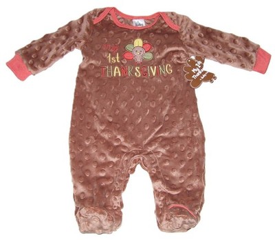 Baby Starters My 1st Thanksgiving LS Footed Turn Around Sleeper Pajamas 3M 6M