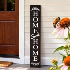 Farmhouse Wooden Welcome Sign Stand 7.8" x 47.2" Black Board Home Sweet Home