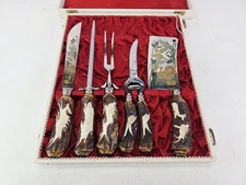 Vintage Anton Wingen 5pc Carving Knife Set w/ Stag Horn Handles Superb Condition