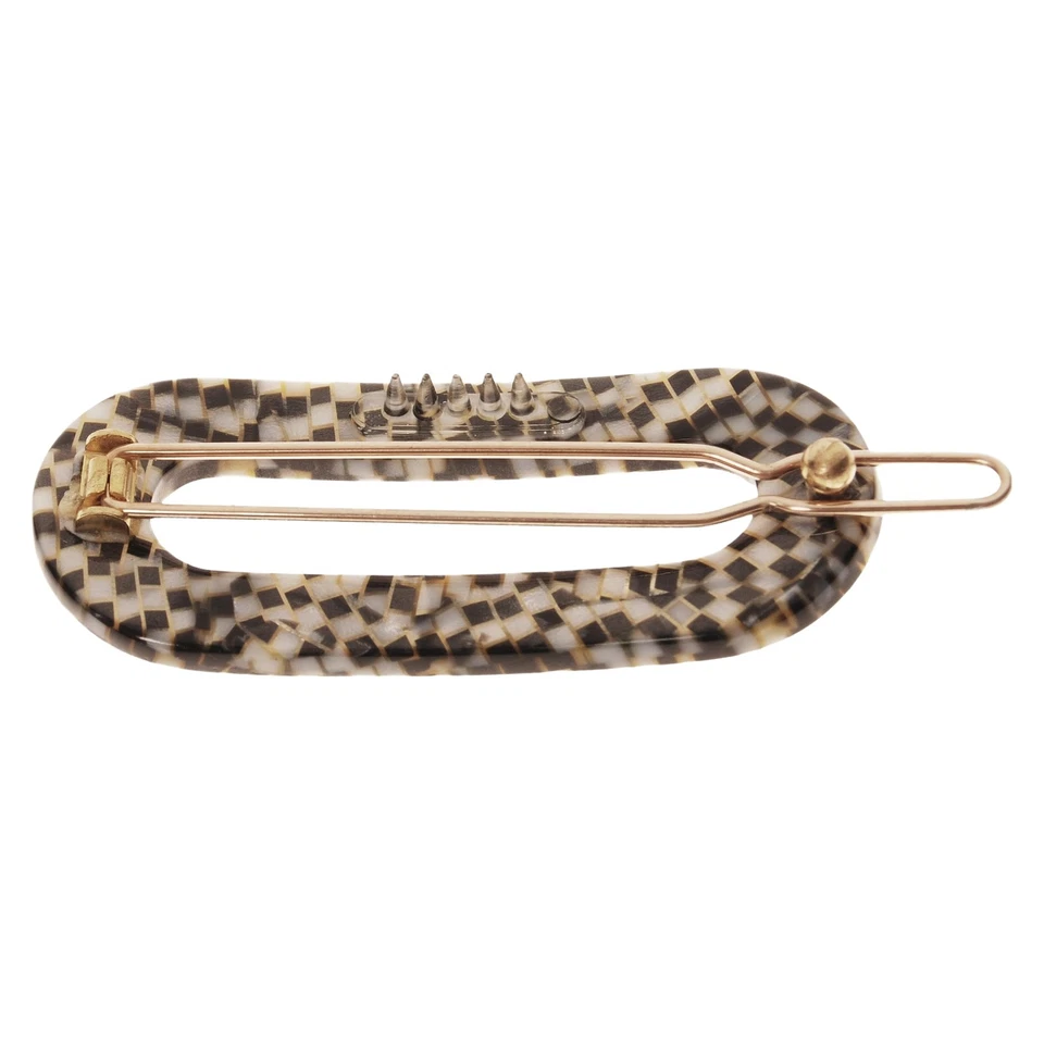 Pequeño clip plateado para cabello fino, mini pasador ovalado para mujer, Opera Sil... Foto 2 de 4