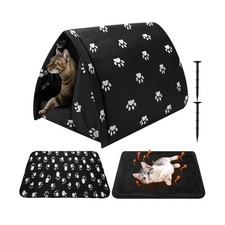 Winter Outdoor Cat House with Self Warming Pad Blanket Weatherproof Foldable ...