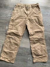 Carhartt Brown Khaki Tan Cargo Work Pants Mens Size 33x30 Pockets 33" 30"