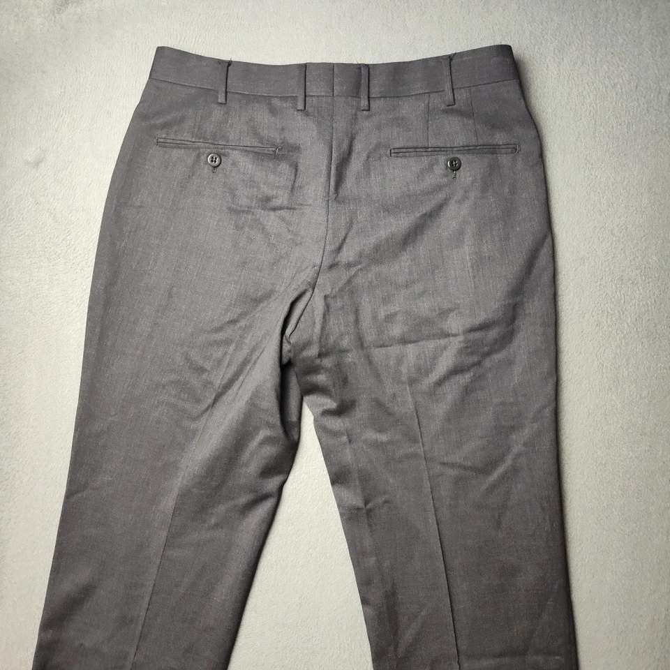 Zanella Parker Pants Mens 32x28 Gray Wool Blend Stretch Waistband Dress Italy - Image 4 of 4