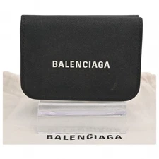 Auth BALENCIAGA Mini Wallet Trifold Wallet Glitter Black ba6913cc