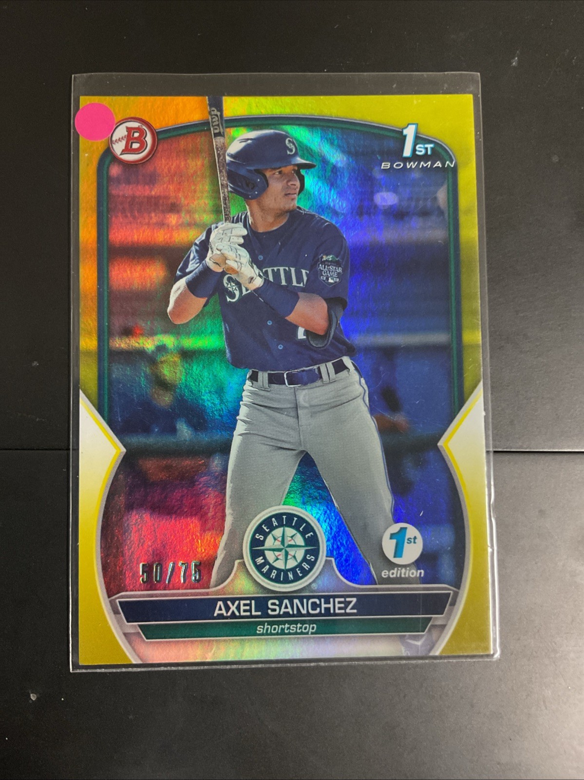 2023 Bowman Chrome Mega Box Axel Sanchez #BCP-73 Yellow Mojo /75 Rookie RC 1st