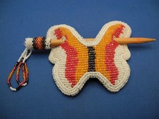 Native American Beaded Hair Barrette with stick,BUTTERFLY DESIGN.NEW