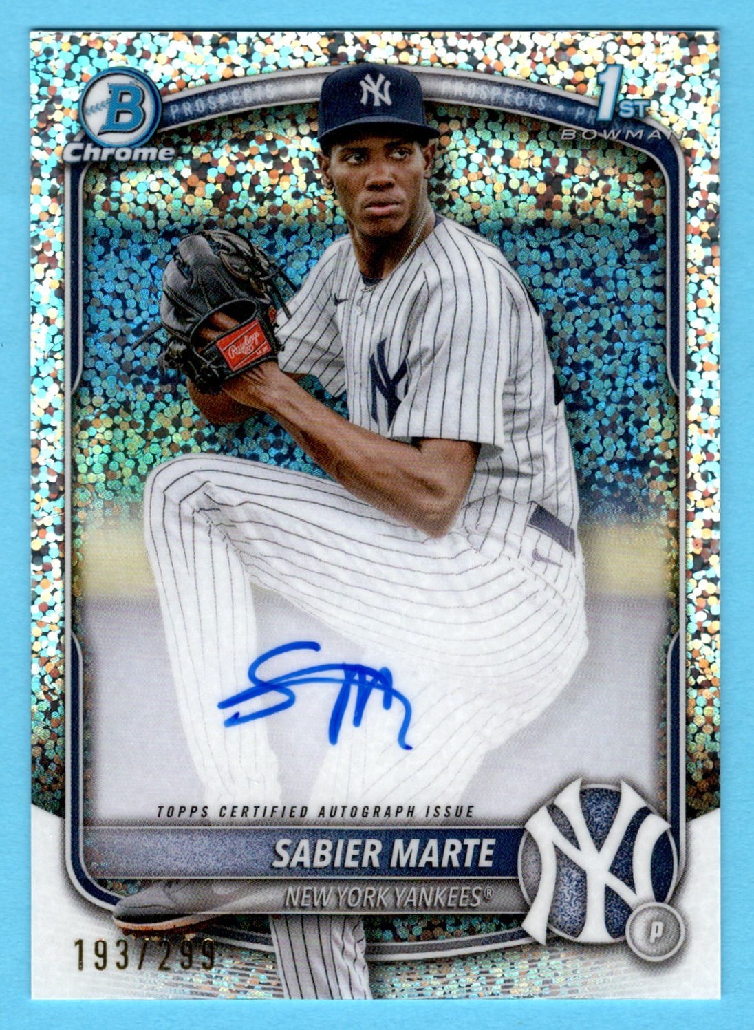 Sabier Marte 2025 Bowman Chrome 1st Year Speckle Refractor Autograph 193/299
