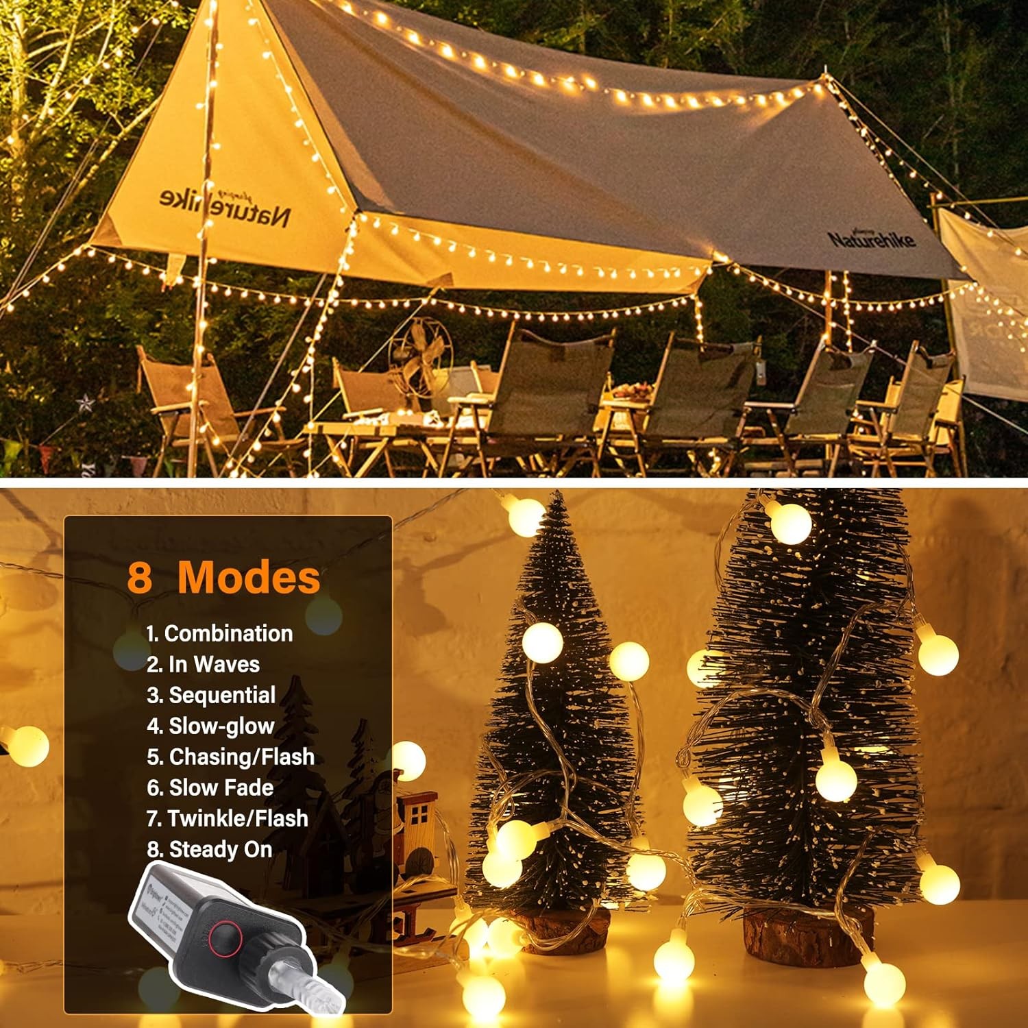 Minetom Globe String Lights, 33 Feet 100 Led Fairy Lights 33Ft, Warm White 