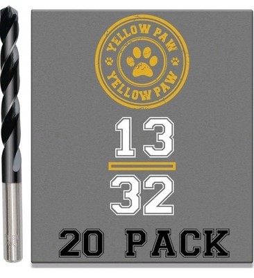 Yellow Paw 20 Pack 13/32'' Cobalt Drill Bits Industrial Grade M35, Length 5 1/4''