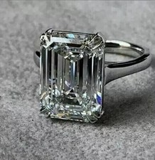 3CT Emerald-Cut Lab Created Solitaire Engagement Ring 14K White Gold