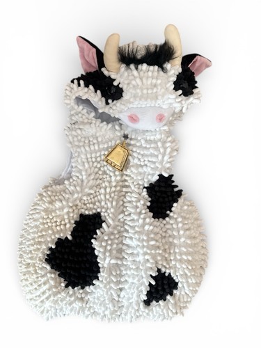 Going Wild Infant Cow Costume 6-9 Months Hooded Padded White Black Outfit