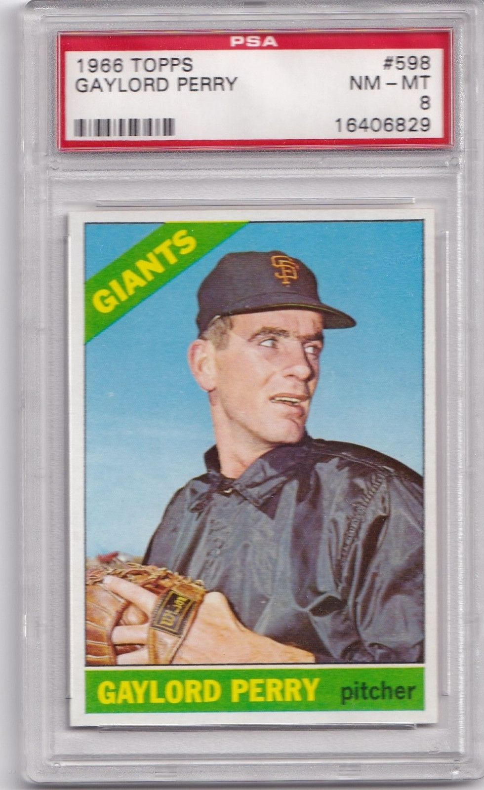 1966 Topps Baseball, 598 Gaylord Perry, PSA 8, PSA High Number set break