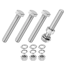 4-Pack Hex Head Screw Bolt with Nuts Flat & Lock Washers M12x75mm