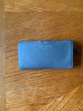 Kate Spade Staci Medium Slim Bifold Wallet Saffiano Leather Gray