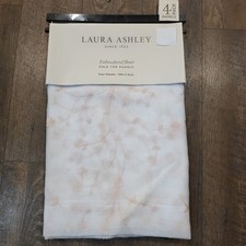 4 Laura Ashley VERNON Embroidered Floral Vines Sheer Curtains Blush 38x84 New