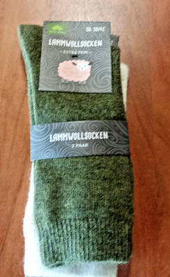 Lammwollsocken '' Vita Nova '' Gr. 39-42, Grün/Weiss