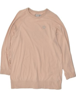 Adidas Damen Oversized Grafik Pullover Kleid UK 6 XS Beige Baumwolle AV95