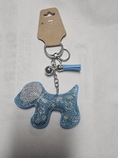 Blue Dog Rhinestone Keychain