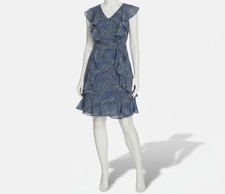 Tommy Hilfiger Women's Blue Printed Ruffled Dress Petite Size 6P