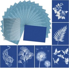 Sun Print Paper Kit Cyanotype Paper, 24 Sheets Cyanotype Papers with 1 Sheet ...