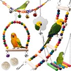 Bird Toys for Parakeets 7Pcs, Wood Parrots Budgie Cage Accessories, 7 pcs
