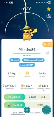 Pikachu ( Summer Style ) ( Caught In 2019 ) Pokemon Tr@de Go