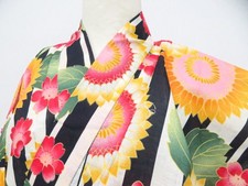 JAPANESE KIMONO YUKATA CREAM 166cm 5 ft 5 in COTTON EE7910