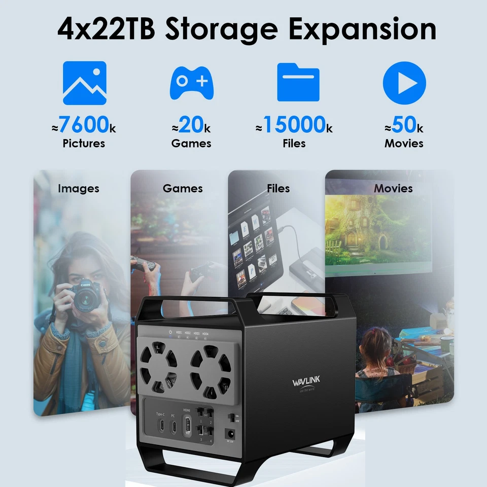 2-Bay/4-Bay Hard Drive Enclosure for 3.5"/2.5'' SATA HDD/SSD 10Gbps USB-C 3.2 - Image 4 of 4