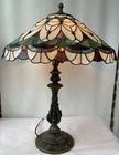 Vintage Colorful Tiffany Style Stained Glass Table Lamp 26X21 Tested !!!
