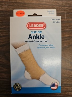 Leader Slip-On Ankle Knitted Compression Support, EX-large