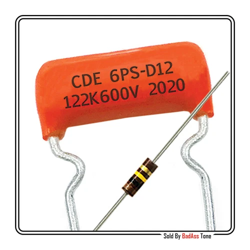 Treble Bleed .0012uf 600V Orange Drop - 100K A Bradley Resistor 1/4W - Qty: (1)