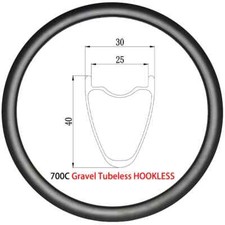 700c Carbon 40mm Deep Road Gravel Bike Rim Disc Brake Tubeless Clincher 20-36h
