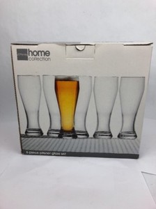 New-JC-Penney-Home-Collection-6-Piece-Pilsner-Beer-Glass-Set-Brand-New