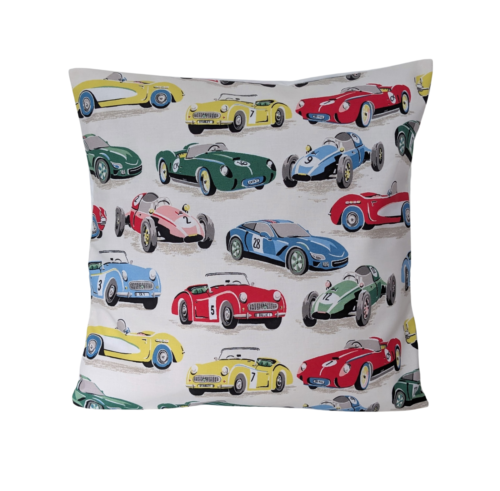 Handmade Cushion Cover in Cath Kidston Vintage Racing Cars 16" Bedroom Decor - Picture 1 of 2
