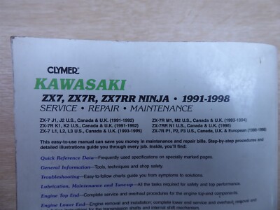 1991-1998 Kawasaki ZX7 Service Manual PL1152!-M19 | eBay