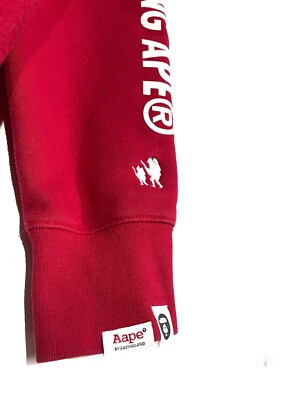 Bape AAPE Red Women Sweatshirt Size M Big Logo | eBay