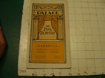 original ooklet: PALACE -the fox players gardella 18pgs - connecticut - DORFINKS