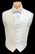Men's Armanno Ivory Cream Tuxedo Vest Tie Long or Bow Fullback Groom Mason